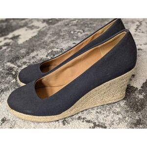 J.Crew‎ Canvas Espadrille Wedges in Navy, size 8